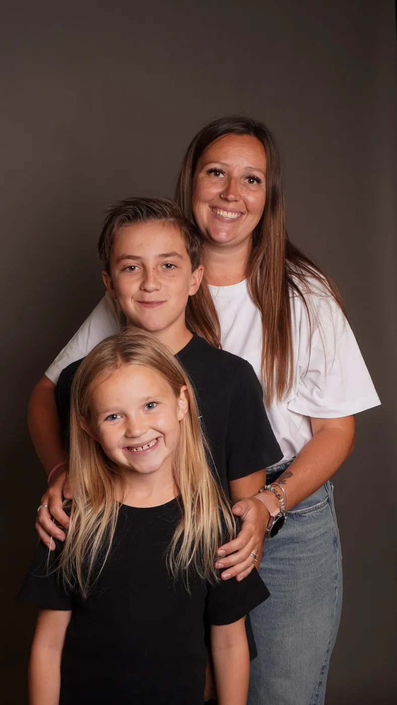 A mother with her two children